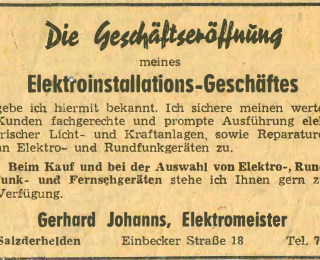 Elektro Johanns Geschäftseröffnung